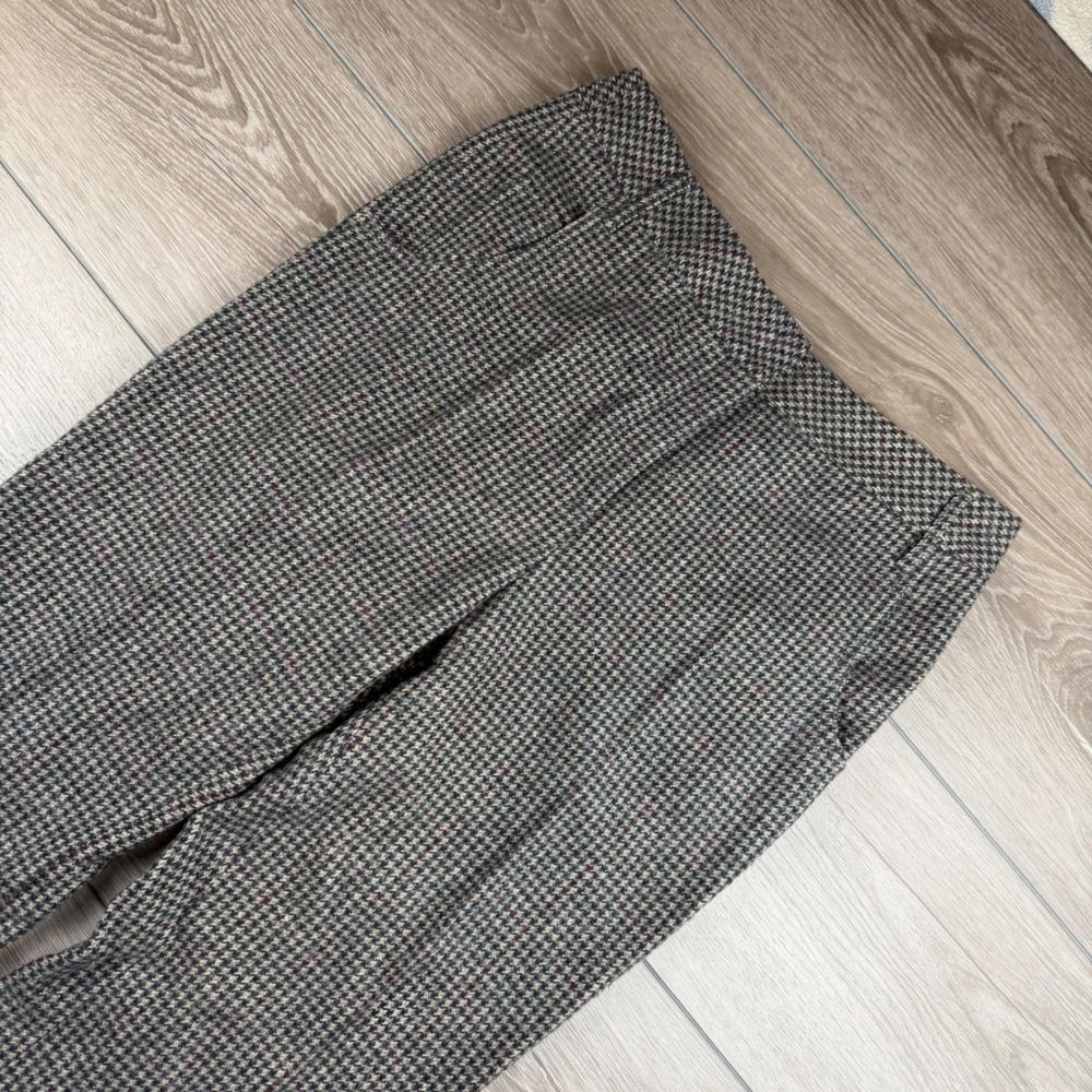 Akris Women Pants 100% Cashmere Houndstooth Plaid Grey Purple US 12